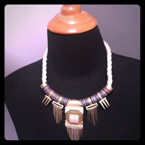 Semi precious rope statement necklace